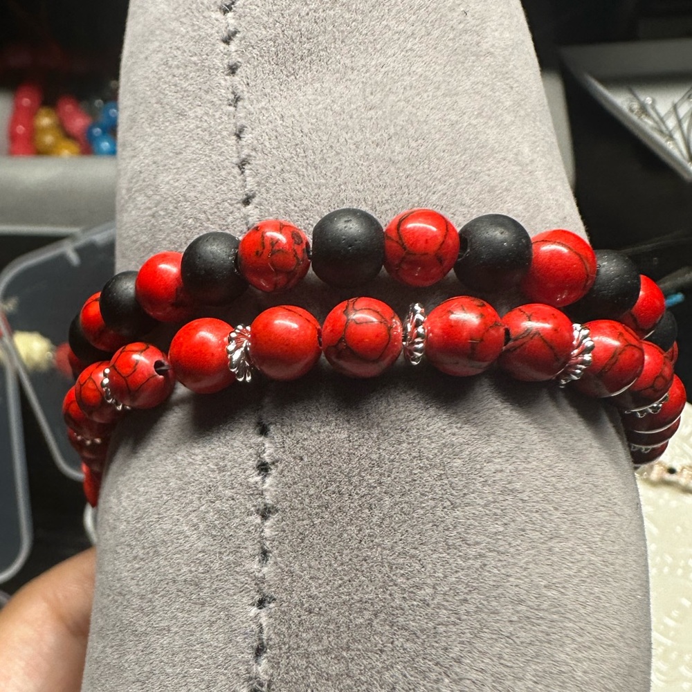 SOLD Rose 🌹 Red Turquoise Bracelet Set ❤️🌹🌹🌹 - Picture 3 of 6